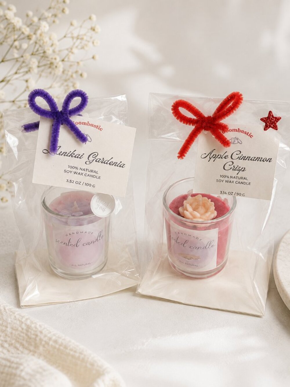 Handmade Soy Wax Candles 2pc Gardenia Apple Cinnamon 3.14oz